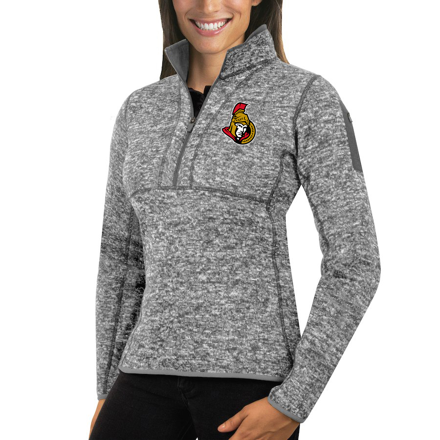 Ottawa Senators Antigua Women's Fortune 1/2-Zip Pullover Sweater Black